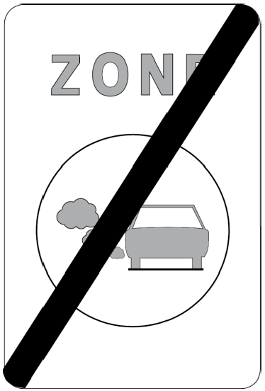 Verkeersbord Aanwijzingsbord F118 Einde van een lage emissiezone